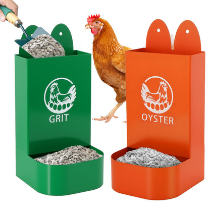 HUMVMV US patent pending 2-pack oyster shell feeder for hens with steady calcium supply.