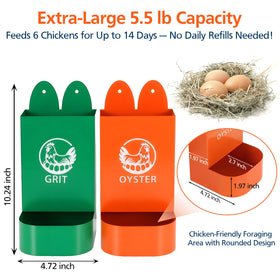 HUMVMV weather-ready galvanized steel feeder shown in outdoor coop conditions.