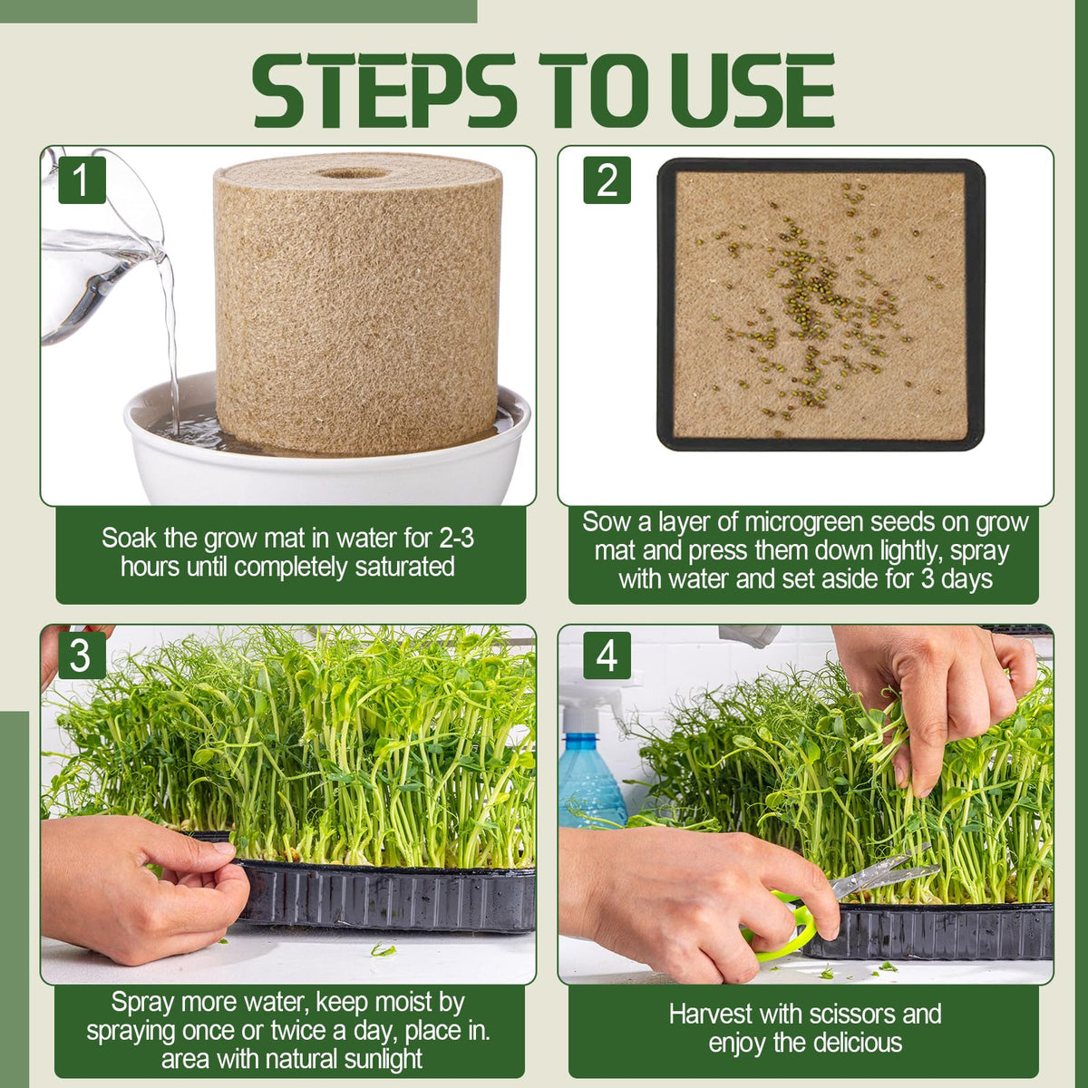 Humyoun microgreens mat natural jute color visual moisture cue