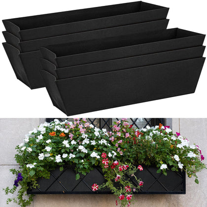 HunnmingRe 6-pack window box liners for outdoor planters (36-inch top) in use