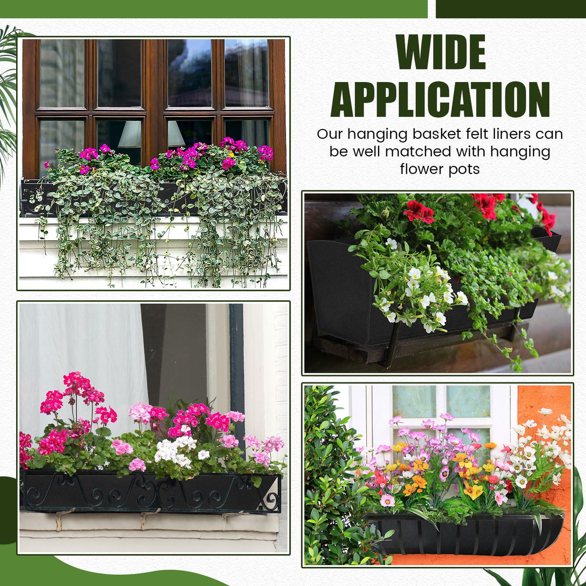 HunnmingRe outdoor hanging basket liner suitable for balconies