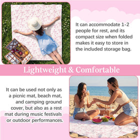 HunnmingRe pink bow blanket ready for festivals and hikes with quick-dry use.