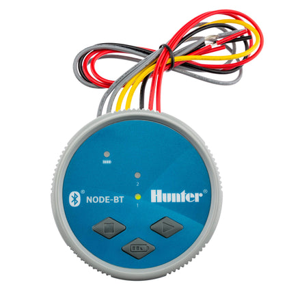 Hunter Node-BT200 two-zone Bluetooth irrigation controller enabling remote setup and battery-powered operation.