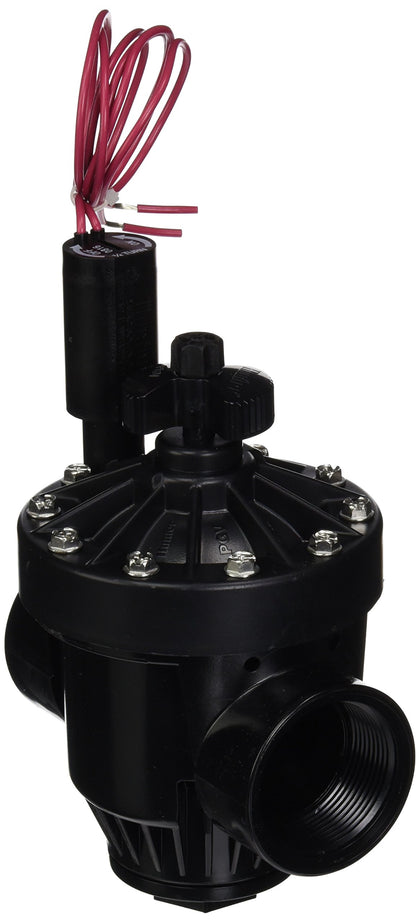 Hunter PGV151 valve with globe-angle body and flow control for precise irrigation.