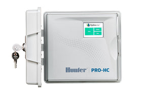 Hunter PRO-HC 600 outdoor Wi-Fi controller with Hydrawise for remote irrigation control.