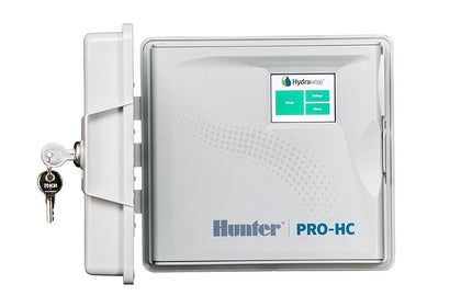 Hunter PRO-HC 600 outdoor Wi-Fi controller with Hydrawise for remote irrigation control.