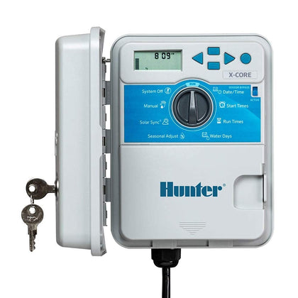Hunter XC800 X-Core 8-Station Sprinkler Timer enables efficient outdoor irrigation control.