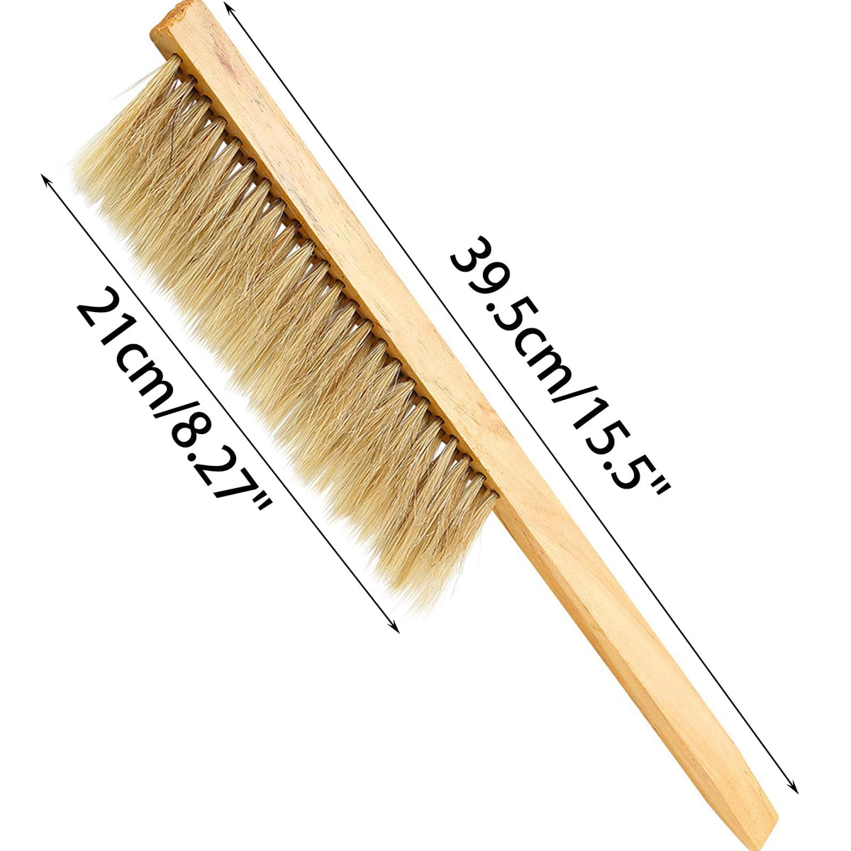 Close-up of HunterBee horsehair bristles for soft, effective frame brushing.