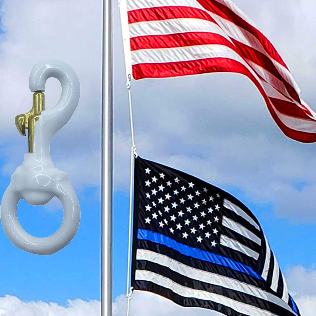 Flag pole halyard attachment for grommets, stable in wind by Huouo.