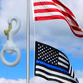 Flag pole halyard attachment for grommets, stable in wind by Huouo.