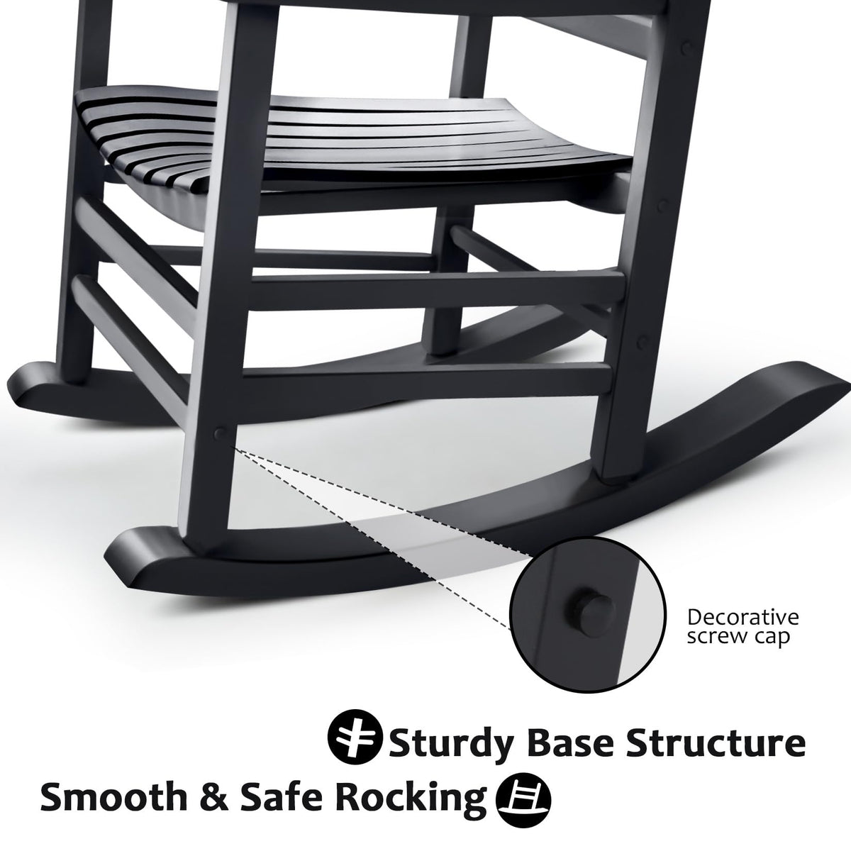 Hupmad wooden rocking chair outdoor oversized high back supports posture