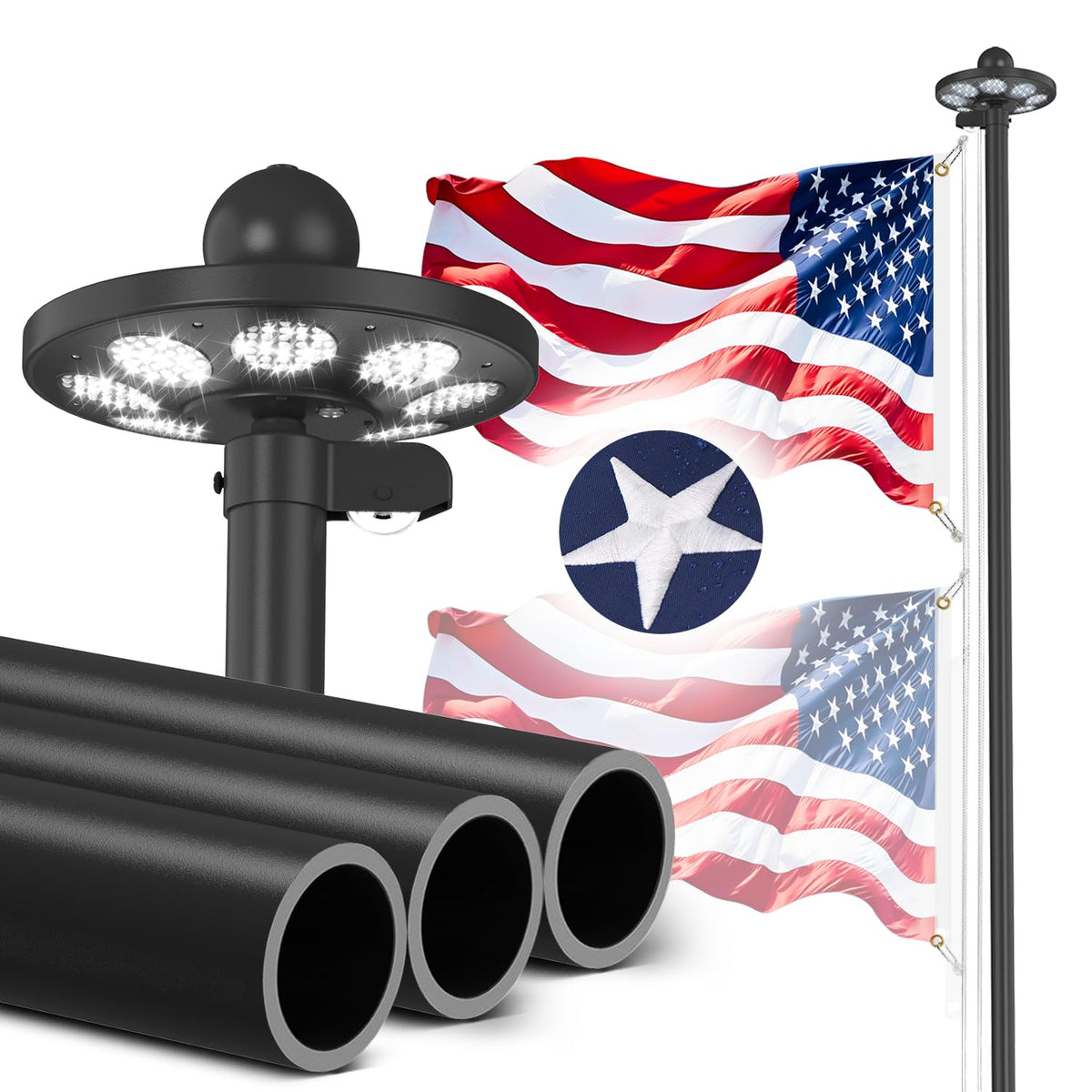 Hupsjer flagpole in-ground installation showing sturdy outdoor mounting.