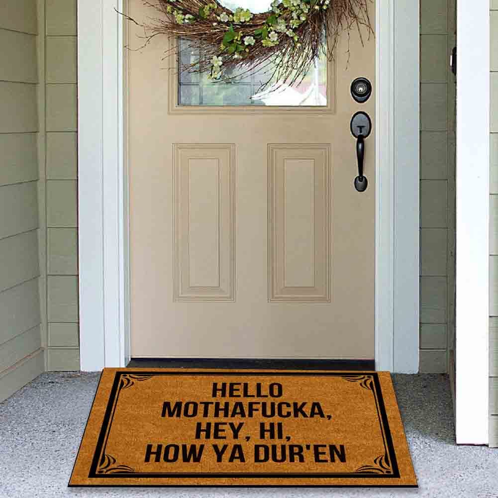 Hurdorak doormat non-slip backing supports safe indoor or outdoor use.