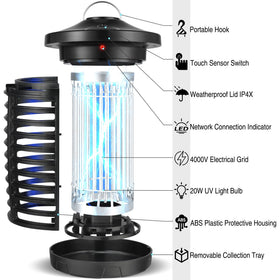 Husaco Smart Bug Zapper Outdoor Alexa/Google Home compatibility for hands-free control