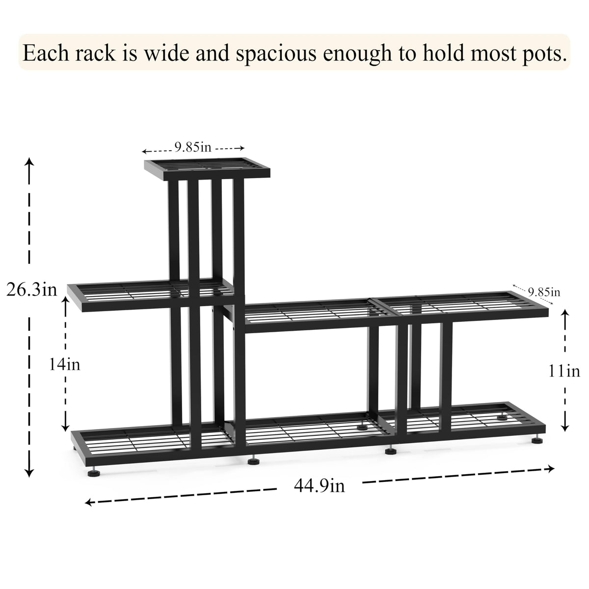 HusDream heavy-duty metal plant stand highlighting sturdy footing for indoors or outdoors
