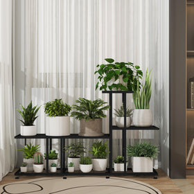 HusDream outdoor patio plant shelf blending with garden decor and durability
