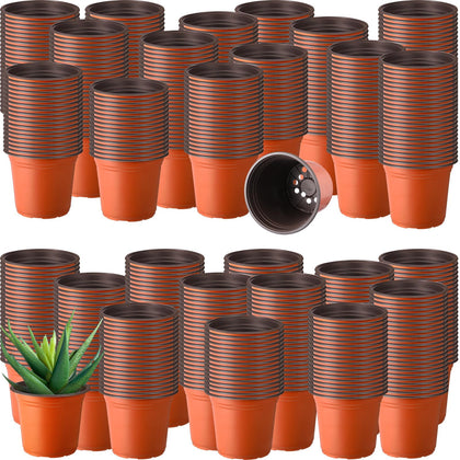 Hushee 4-inch plastic pot with drainage holes for seed starting.