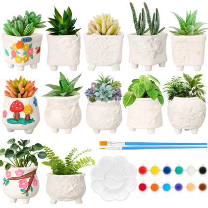 Hushee ceramic succulent planters set ready for painting and display