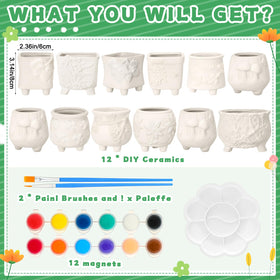Hushee paintable flower pots kit with color palette for creative projects