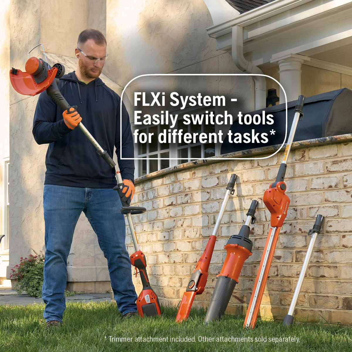 Husqvarna 110iL FLXi with folding plant guard for safer edging
