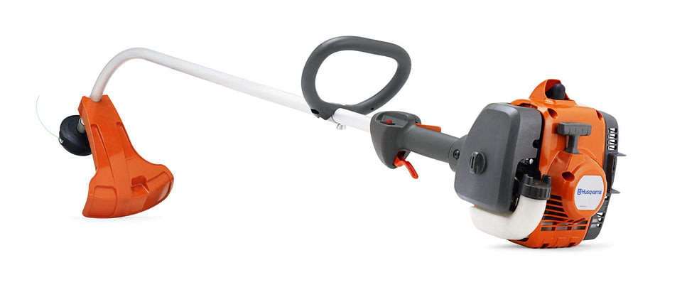 Husqvarna 122C curved shaft trimmer for precise edging around obstacles.