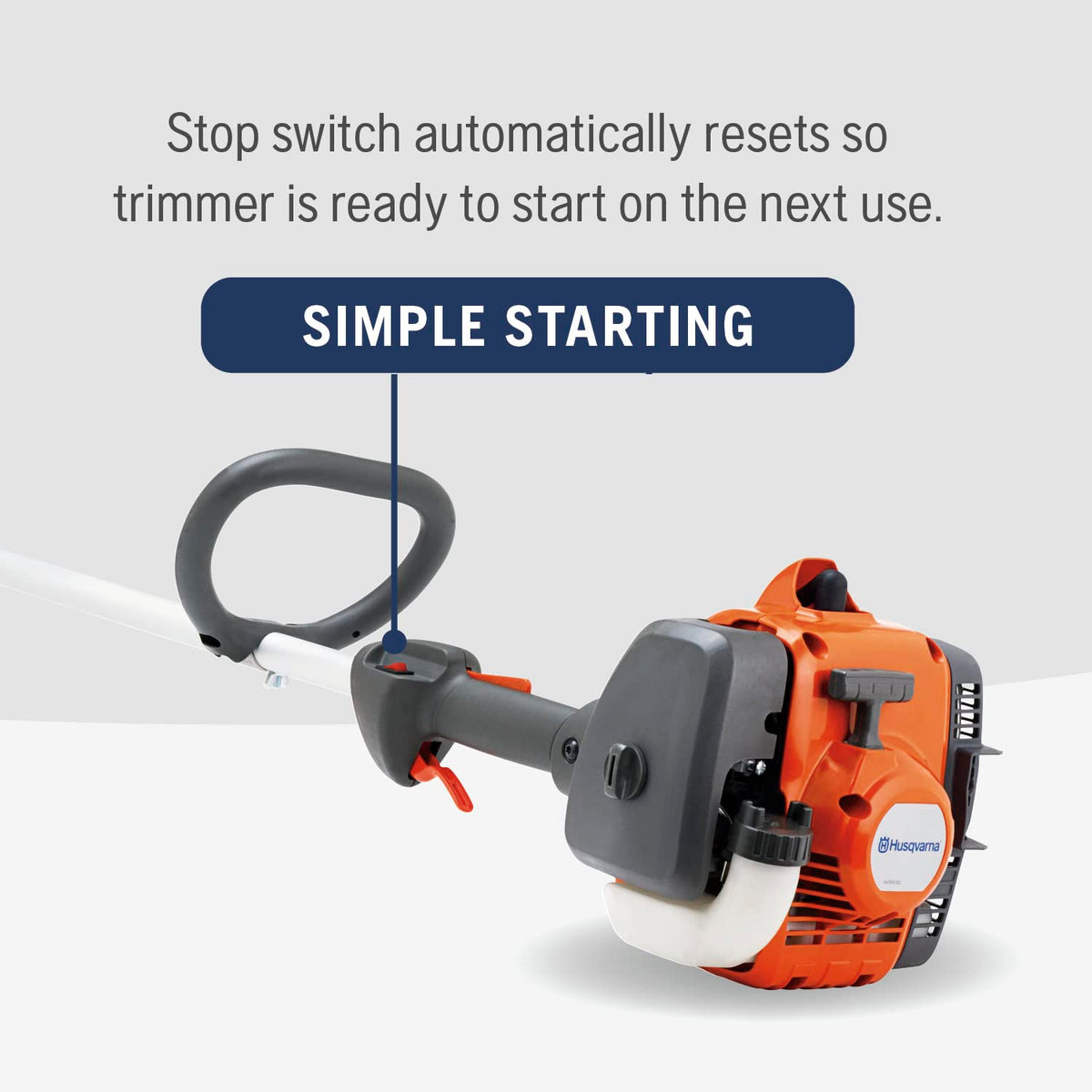 Husqvarna 122C Tap N' Go head enabling quick line feeds.