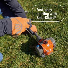 Husqvarna 122LKE gas engine provides reliable power for edging tasks.