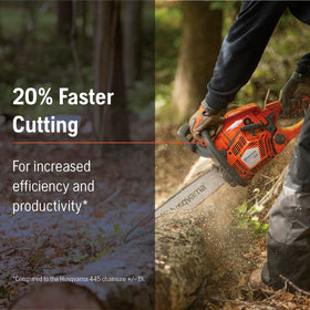 Husqvarna 445S 50cc engine delivers strong cutting performance at high efficiency