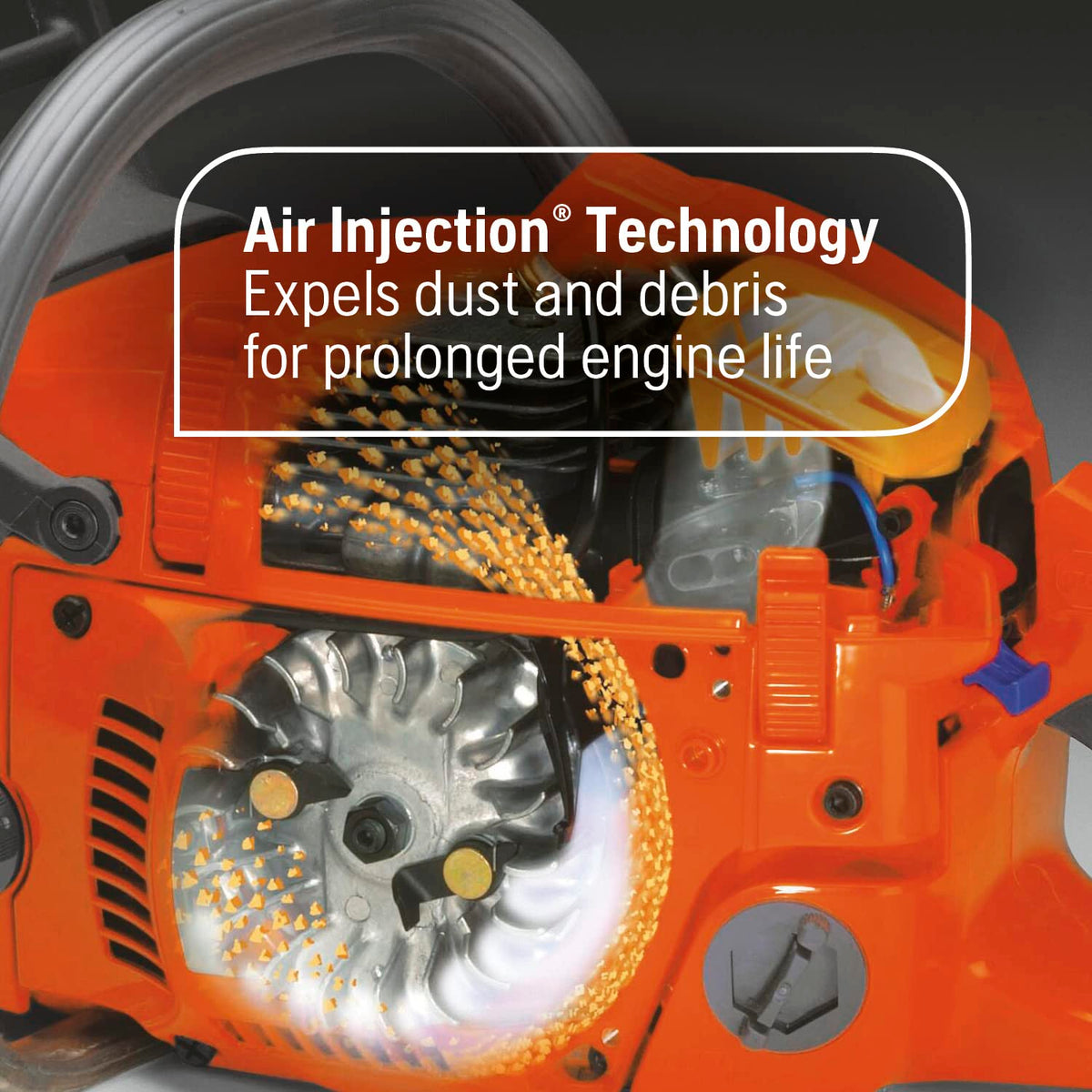 Husqvarna 450S Rancher centrifugal air cleaner protects the filter.