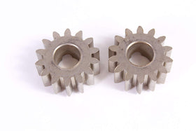 Close-up of genuine Husqvarna 14T pinion gear showing precise teeth.