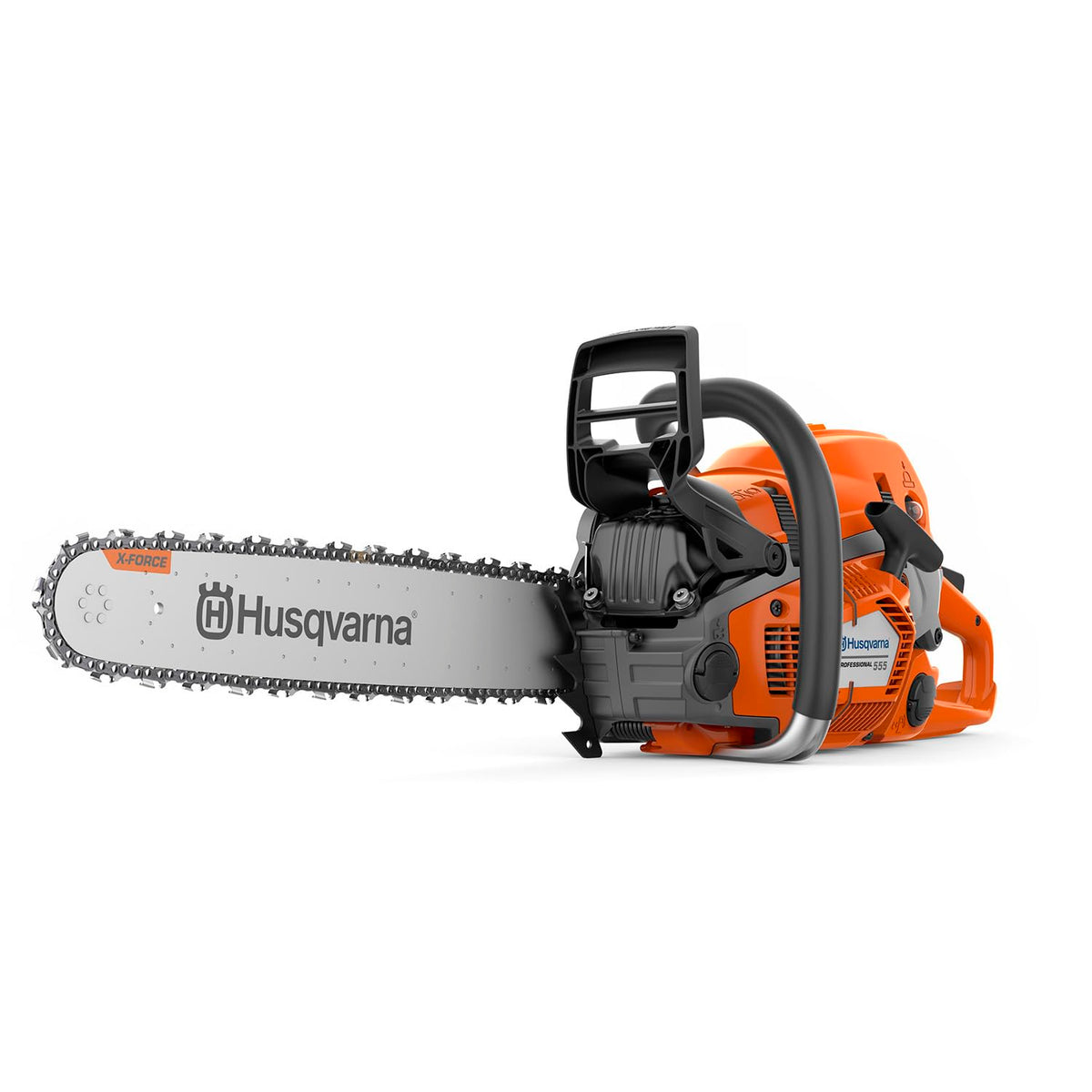 Husqvarna 555 chainsaw ready for heavy yard work, powerful cutting performance