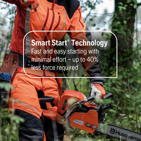Husqvarna 555 in professional use scenario for landscapers and tough jobs