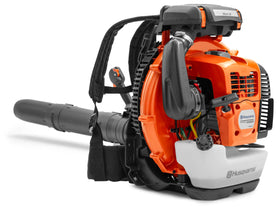 Husqvarna 580BTS backpack blower front view with ergonomic harness for long-day use