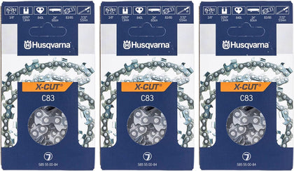 Husqvarna 585550084 X-CUT chain exterior view with pre-stretched tension for consistent performance.