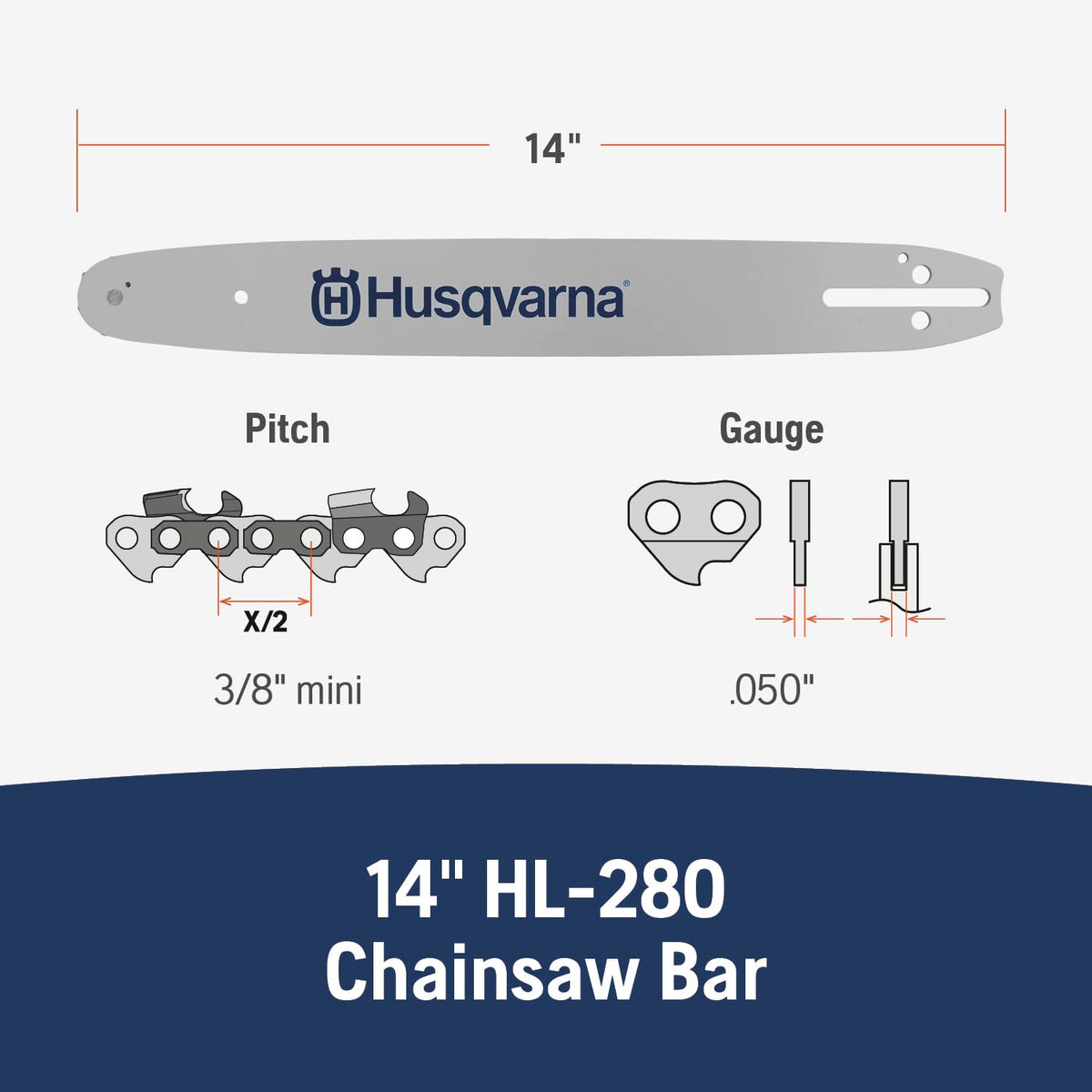 Husqvarna HL280 14-inch bar demonstrating vibration-reduction design
