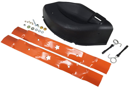 Husqvarna HU42 mulch kit blades mounted for precise mulching.
