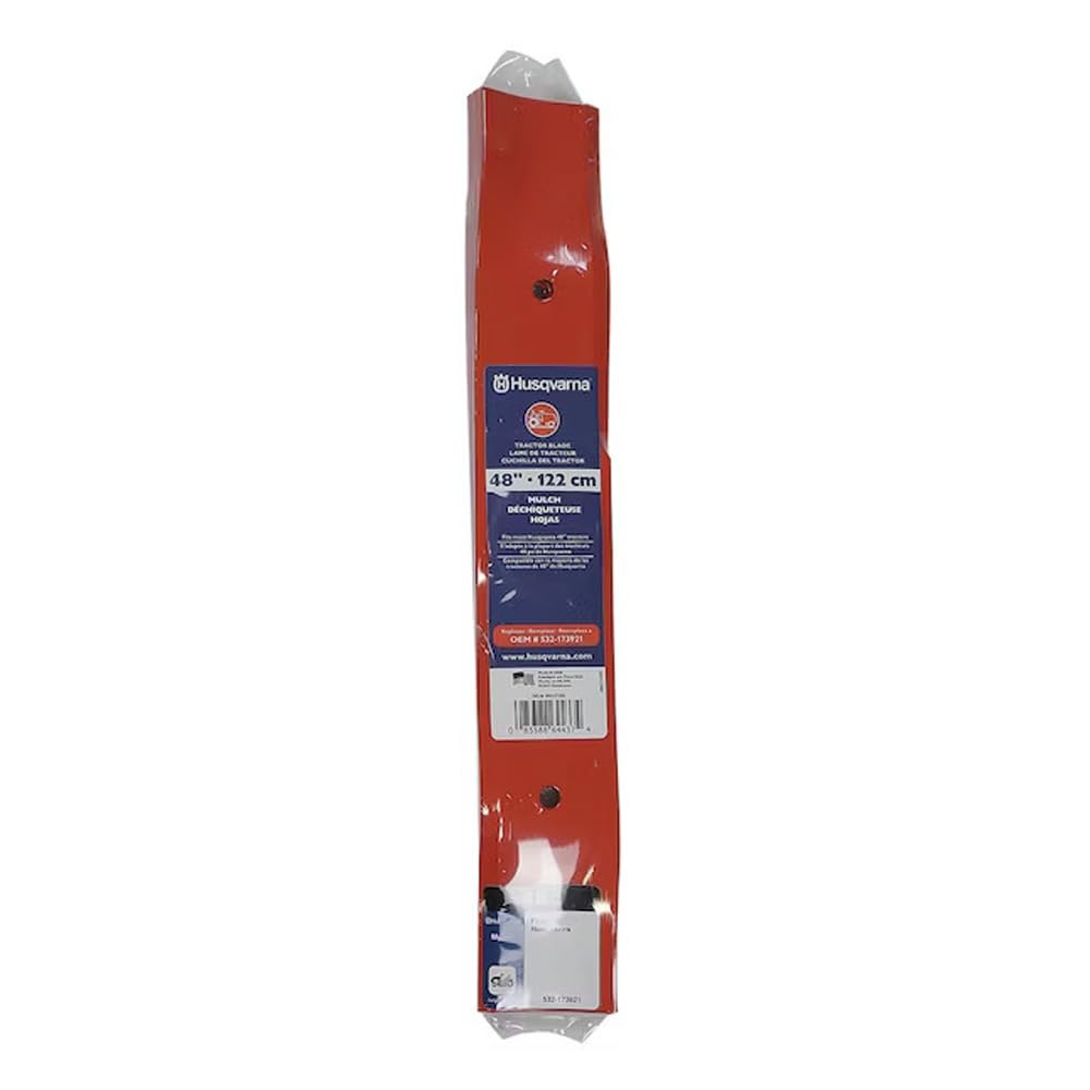 Husqvarna star-mount blade shown with adapter for easy replacement and optimal blade height.