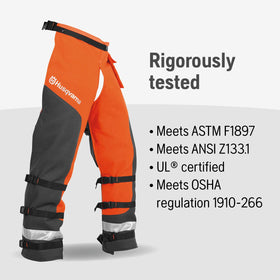 Husqvarna chaps with five layer Tek Warp for durable protection