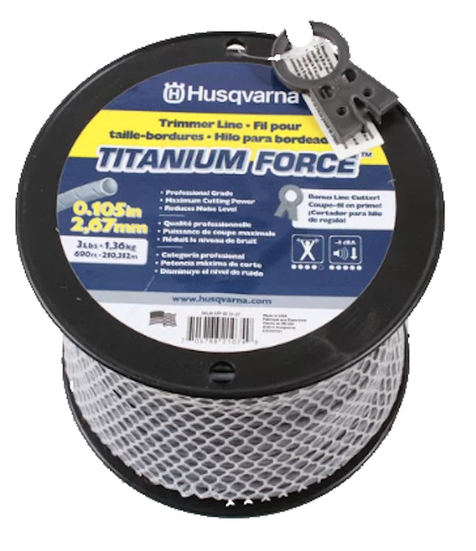 Husqvarna trimmer line 105-inch spool improves cutting efficiency and durability.