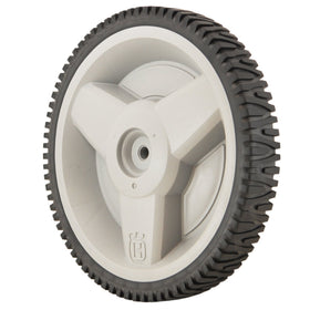 Husqvarna wheel 12x1.75 mounted on mower, showing fit and clearance