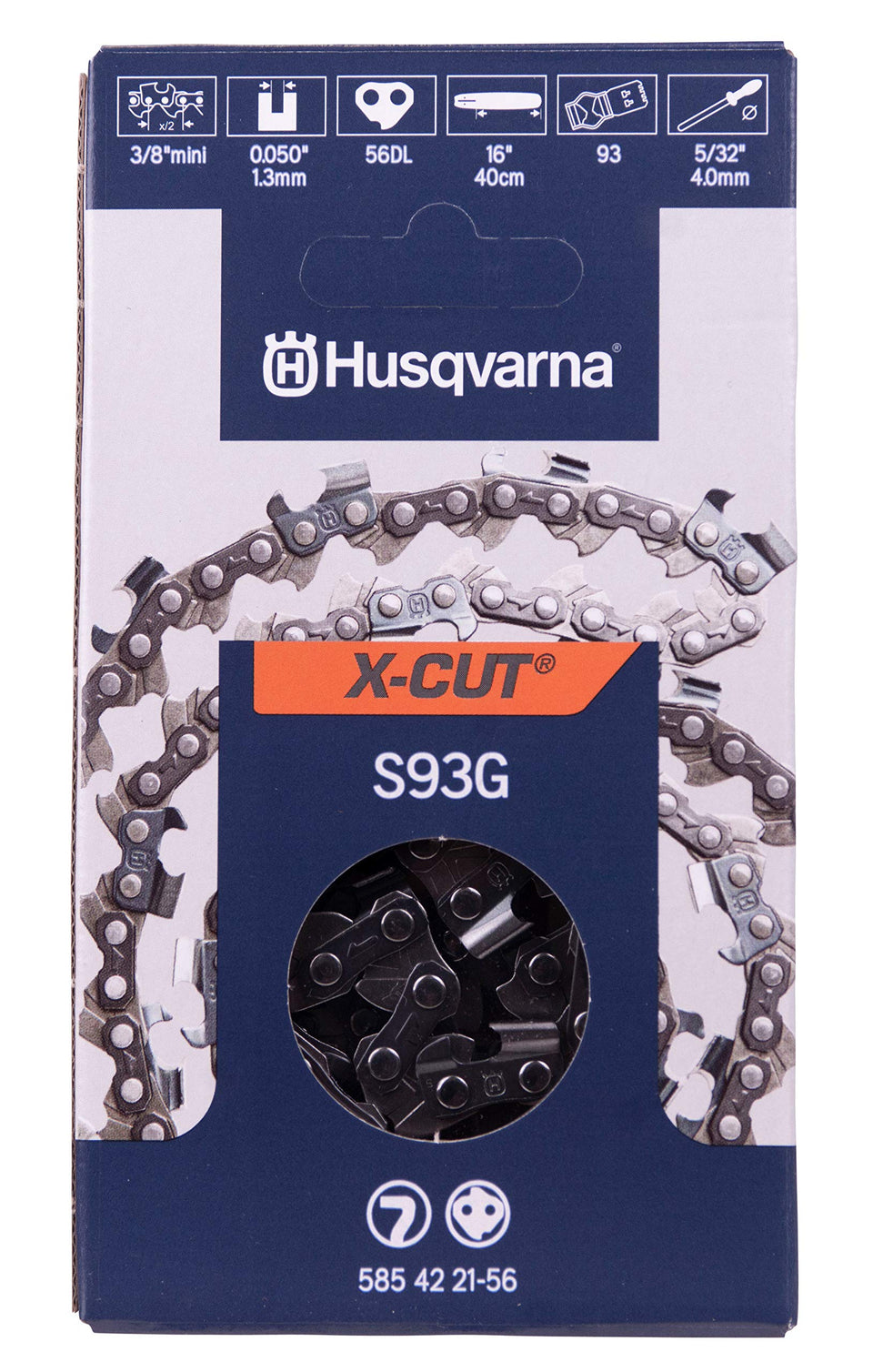 Husqvarna X-Cut S93G 16-Inch chain compatibility enables smooth cutting in tight spaces.