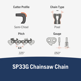 Husqvarna X-Cut SP33G chain close-up of teeth for sharp performance
