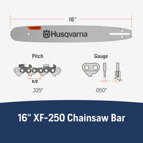 X-Force bar with 66 drive links designed for efficient cutting performance.