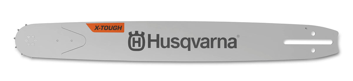 Husqvarna X-Force 16 inch bar front view showing robust construction for strong cuts.