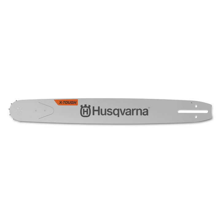 Husqvarna X-Tough 24-inch RSN bar close-up of a rugged solid steel body for durability