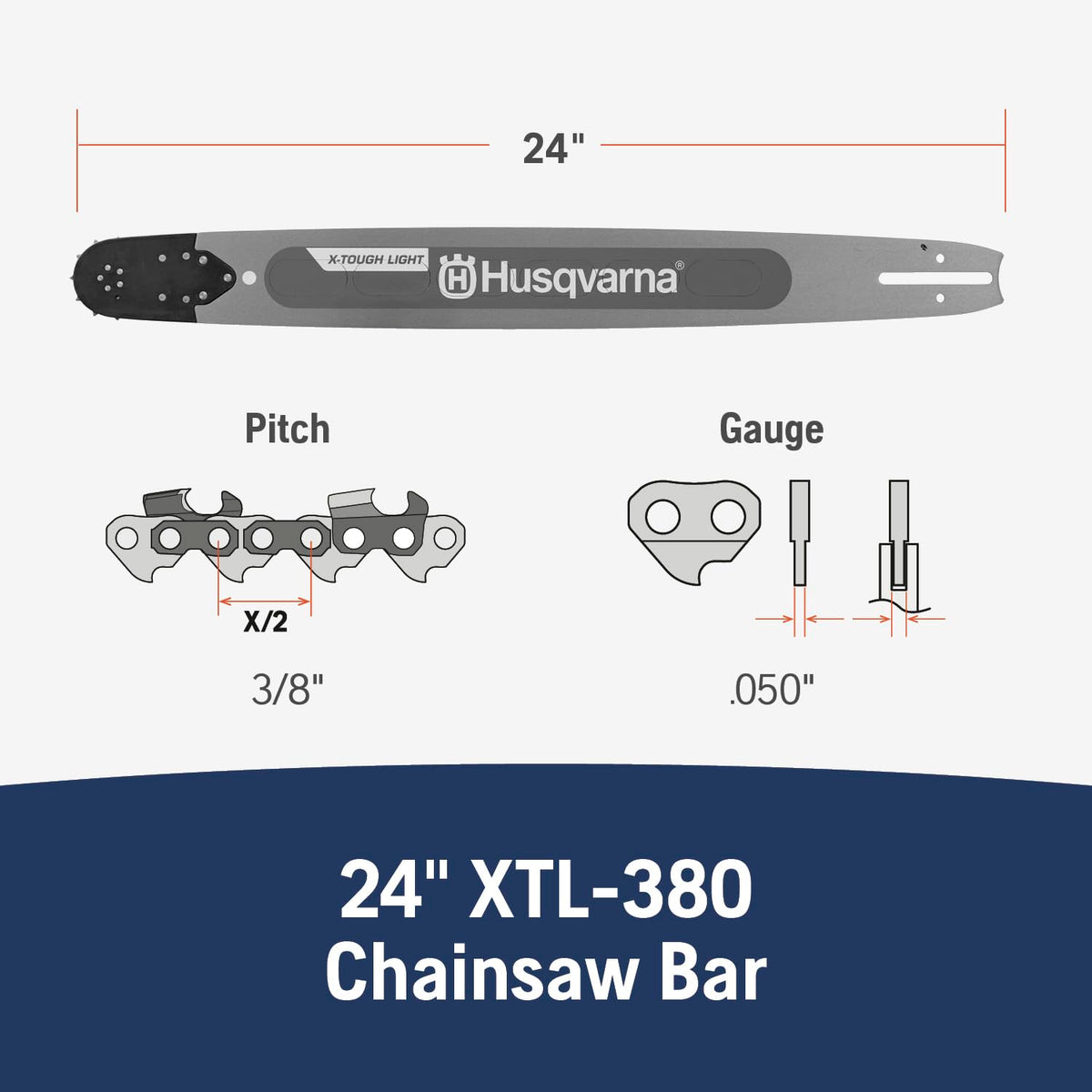 Husqvarna X-Tough Light RSN bar nose design reduces friction for smoother operation.