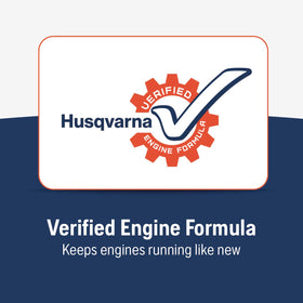Husqvarna XP+ display showing professional-grade 2-stroke oil