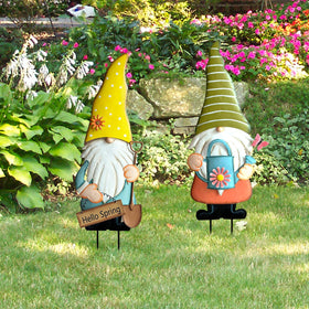 HUTHDAK gnomes with vibrant paint and butterfly detail enhance curb appeal
