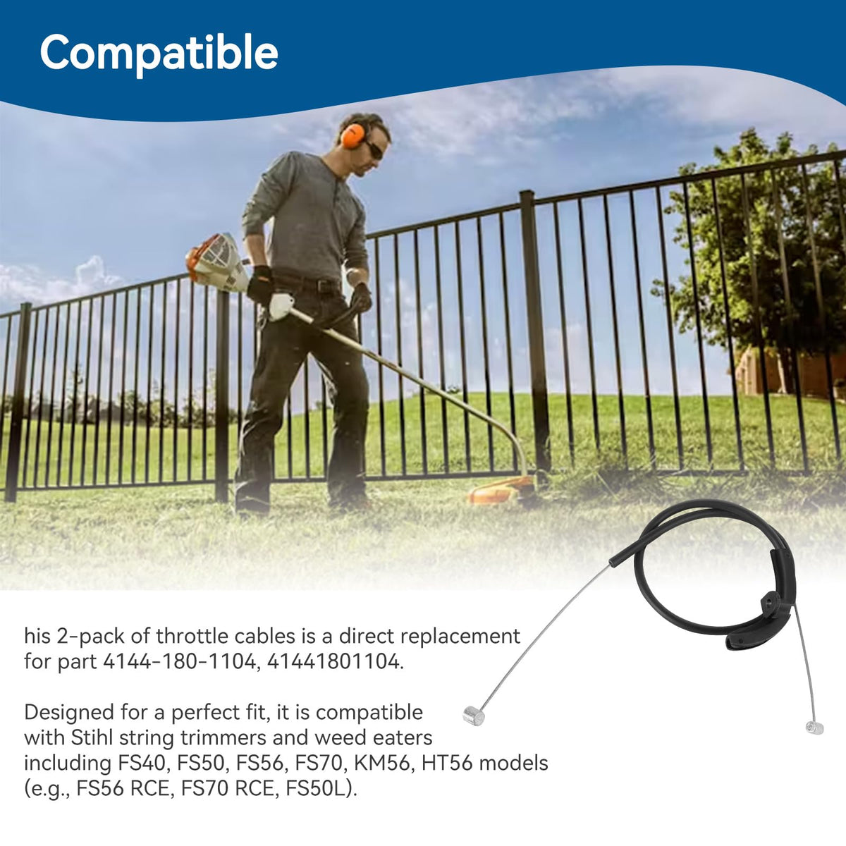 HUTUDAN throttle cable uses secure lead-end connections for dependable starts.