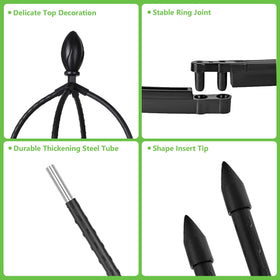 Adjustable rings on the obelisk guide plant growth with flexibility.